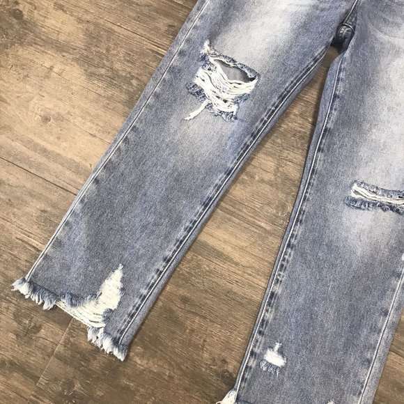 NWT Insane Oene Jeans Womens 11/29w Hi-Waisted Straight Destroyed Cut Ankle $57 - Picture 4 of 11